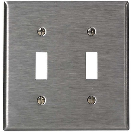 Ezgeneration 84009-A40  2-Gang Toggle Switch Wallplate  Standard Size  protective Treated Stainless Steel EZ2425624